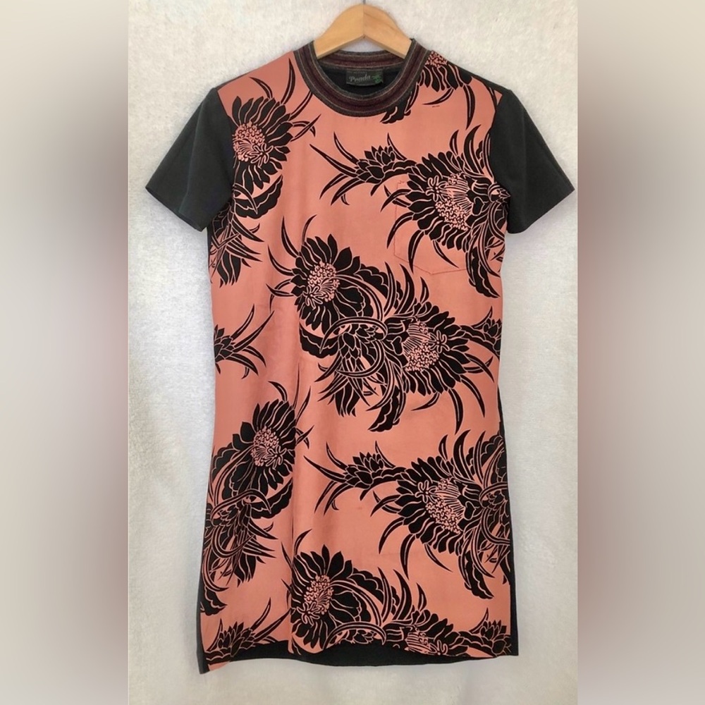 Prada Floral Black and Brown Mini Dress
